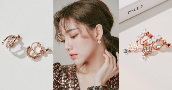 Eco安珂飾品，韓國耳環，夾式耳環，玫瑰金飾品，玫瑰金耳環