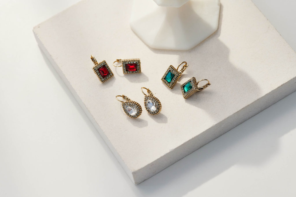 復古感耳環，Eco飾品，韓國耳環，寶石耳環