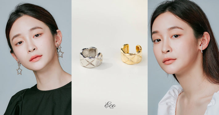 小香風飾品，Eco安珂飾品，韓國飾品，菱格紋耳環，珍珠耳環，星星耳環