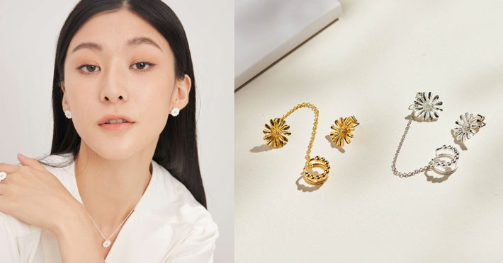 Eco安珂飾品，韓國耳環，夾式耳環，花朵耳環，花朵飾品