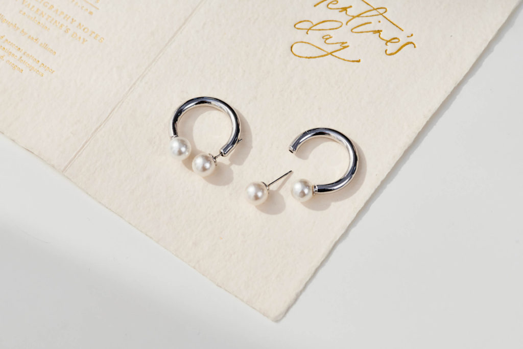 Eco安珂飾品，韓國耳環，圓圈耳環，C圈耳環，珍珠耳環