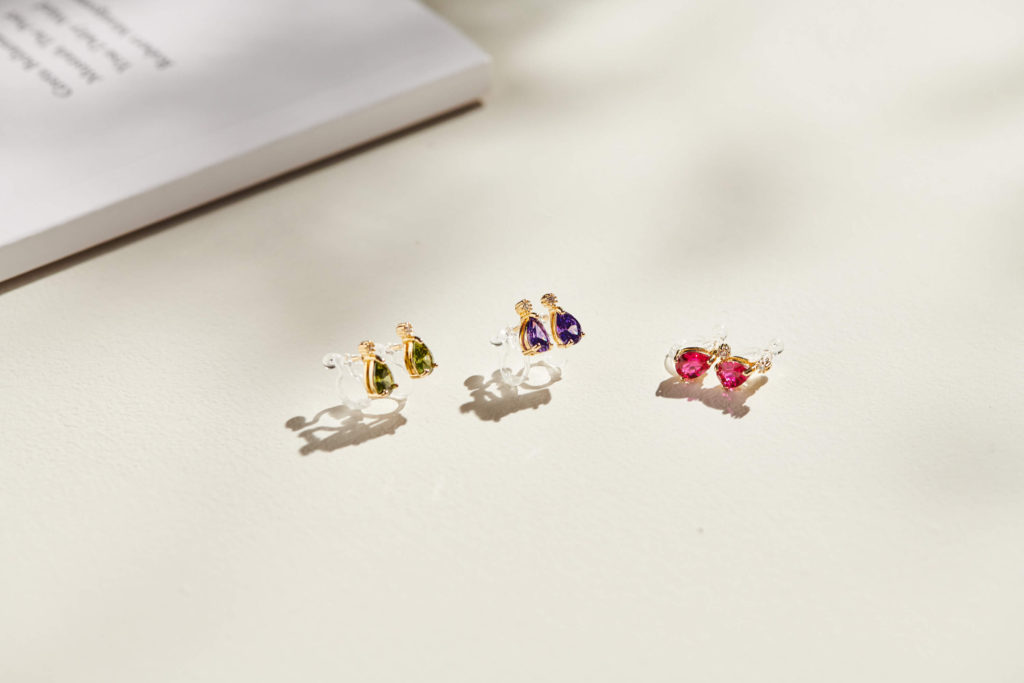 Eco安珂飾品，韓國耳環，夾式耳環，彩色耳環，彩色寶石飾品，寶石耳環
