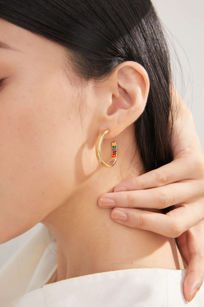 Eco安珂飾品，韓國耳環，夾式耳環，圓圈耳環，C圈耳環，彩虹耳環