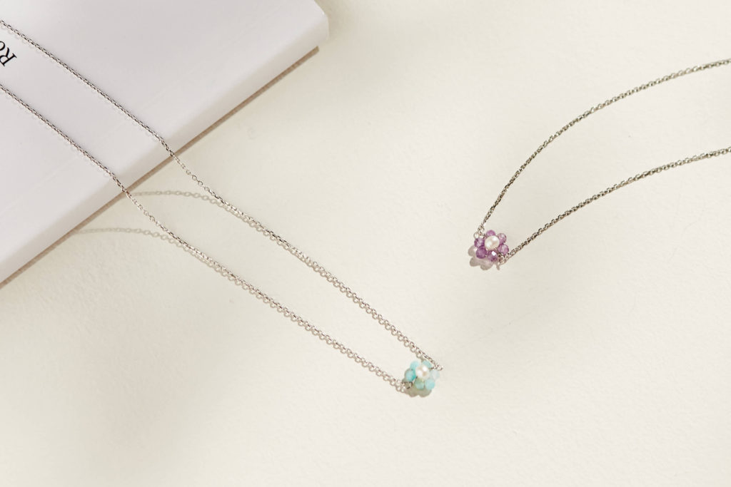 Eco安珂飾品，韓國耳環，花朵項鍊，花朵飾品，彩色珍珠項鍊