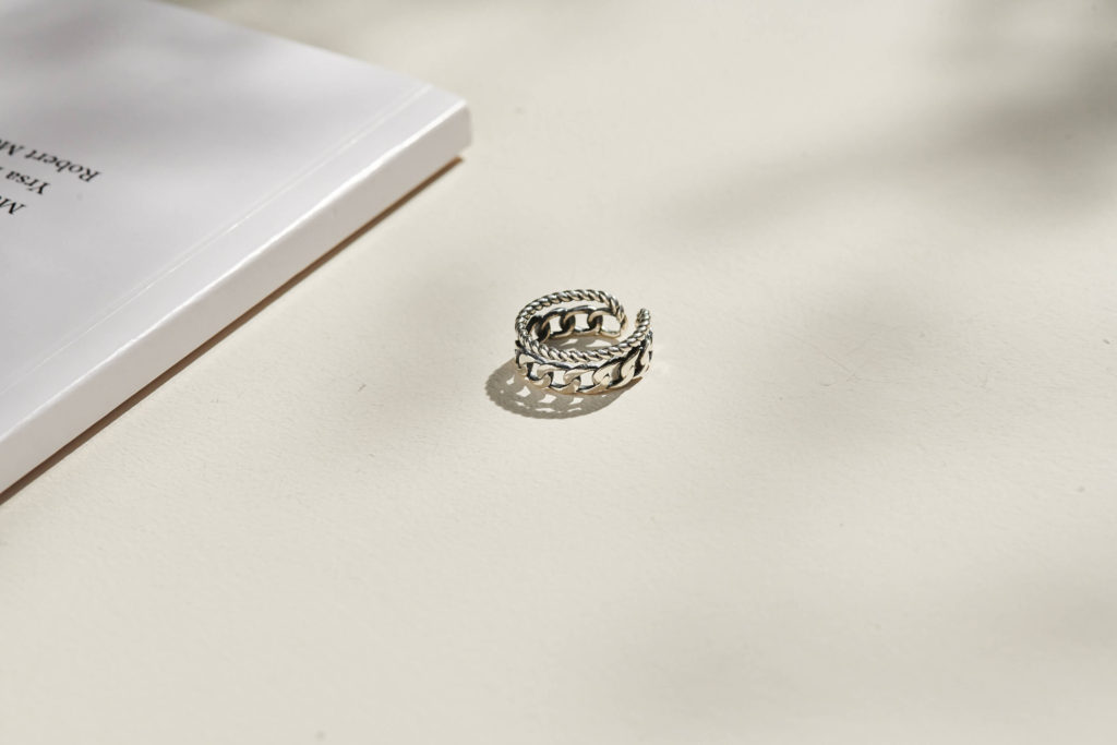 925純銀戒指，鎖鏈戒指，韓國飾品