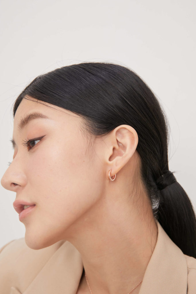 Eco安珂飾品,韓國飾品,韓國耳環,耳針式耳環,圈圈耳環,小圈耳環,玫瑰金耳環