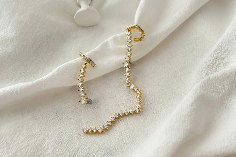 Eco安珂飾品，韓國耳環，針式耳環，不對稱耳環，華麗耳環