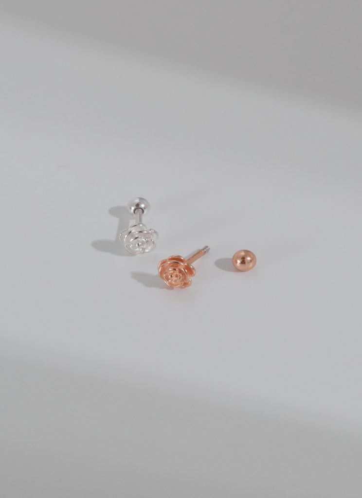 Eco安珂飾品，韓國耳環，925純銀飾品，花朵耳環，玫瑰花耳環