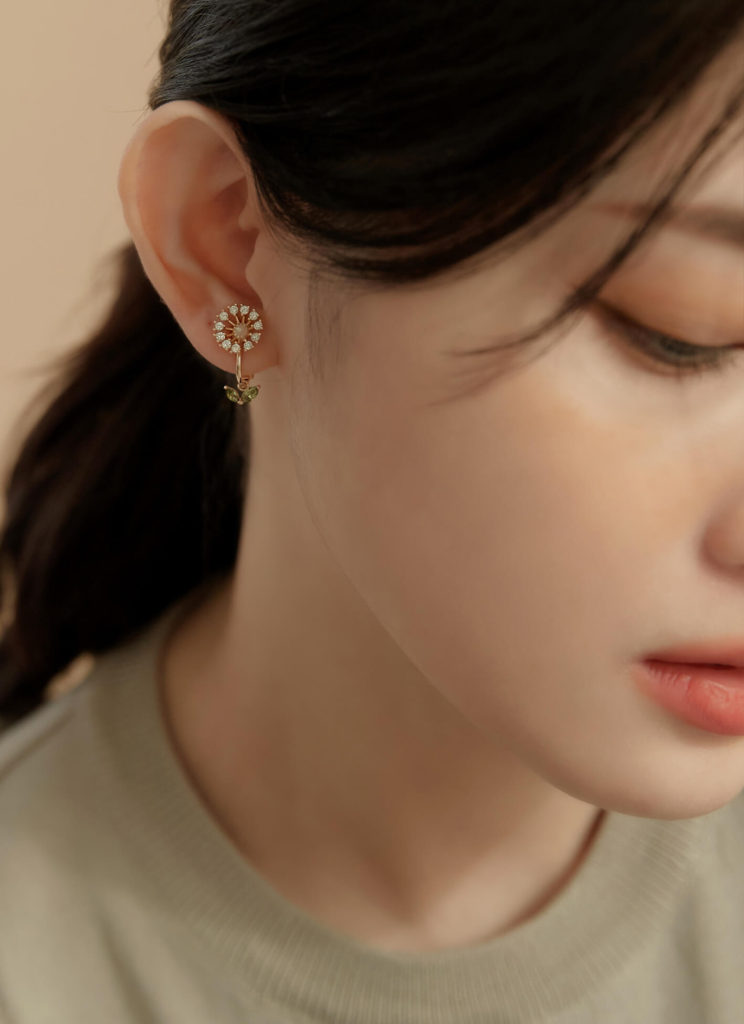 Eco安珂飾品，韓國耳環，夾式耳環，垂墜耳環 ，花朵耳環