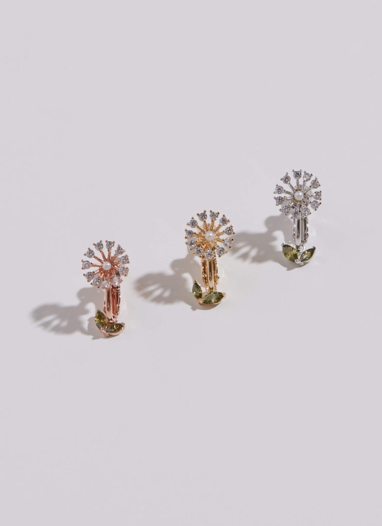 Eco安珂飾品，韓國耳環，夾式耳環，垂墜耳環 ，花朵耳環