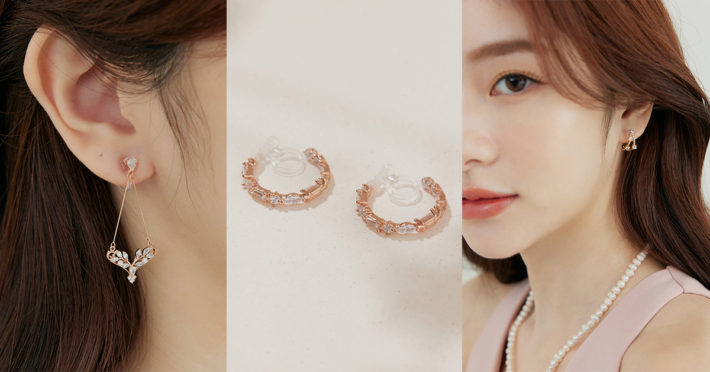 Eco安珂飾品，韓國耳環，夾式耳環，閃亮耳環，鋯石耳環，C圈耳環，垂墜耳環