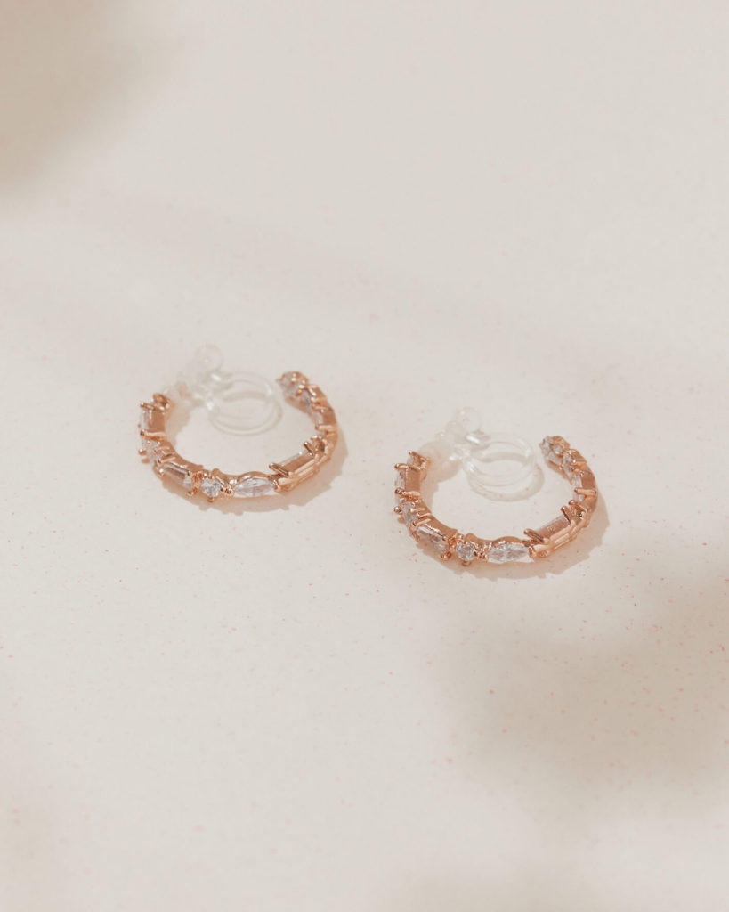Eco安珂飾品，韓國耳環，夾式耳環，閃亮耳環，鋯石耳環，C圈耳環