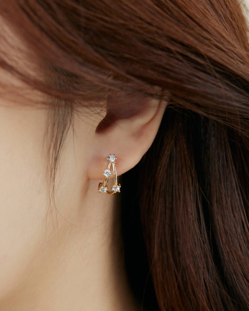 Eco安珂飾品，韓國耳環，夾式耳環，閃亮耳環，鋯石耳環