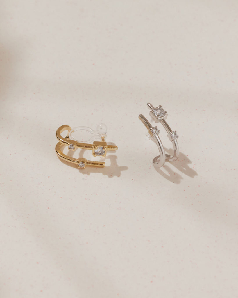 Eco安珂飾品，韓國耳環，夾式耳環，閃亮耳環，鋯石耳環，C圈耳環，垂墜耳環
