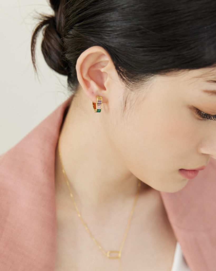 Eco安珂飾品，韓國飾品，愛心耳環，夏日穿搭，彩虹耳環