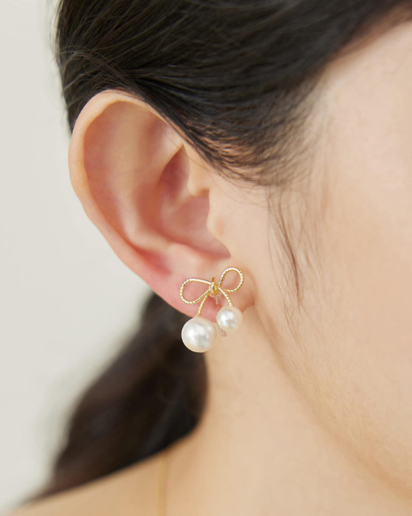 Eco安珂，韓國飾品，耳環，夾式耳環，珍珠耳環，蝴蝶結耳環